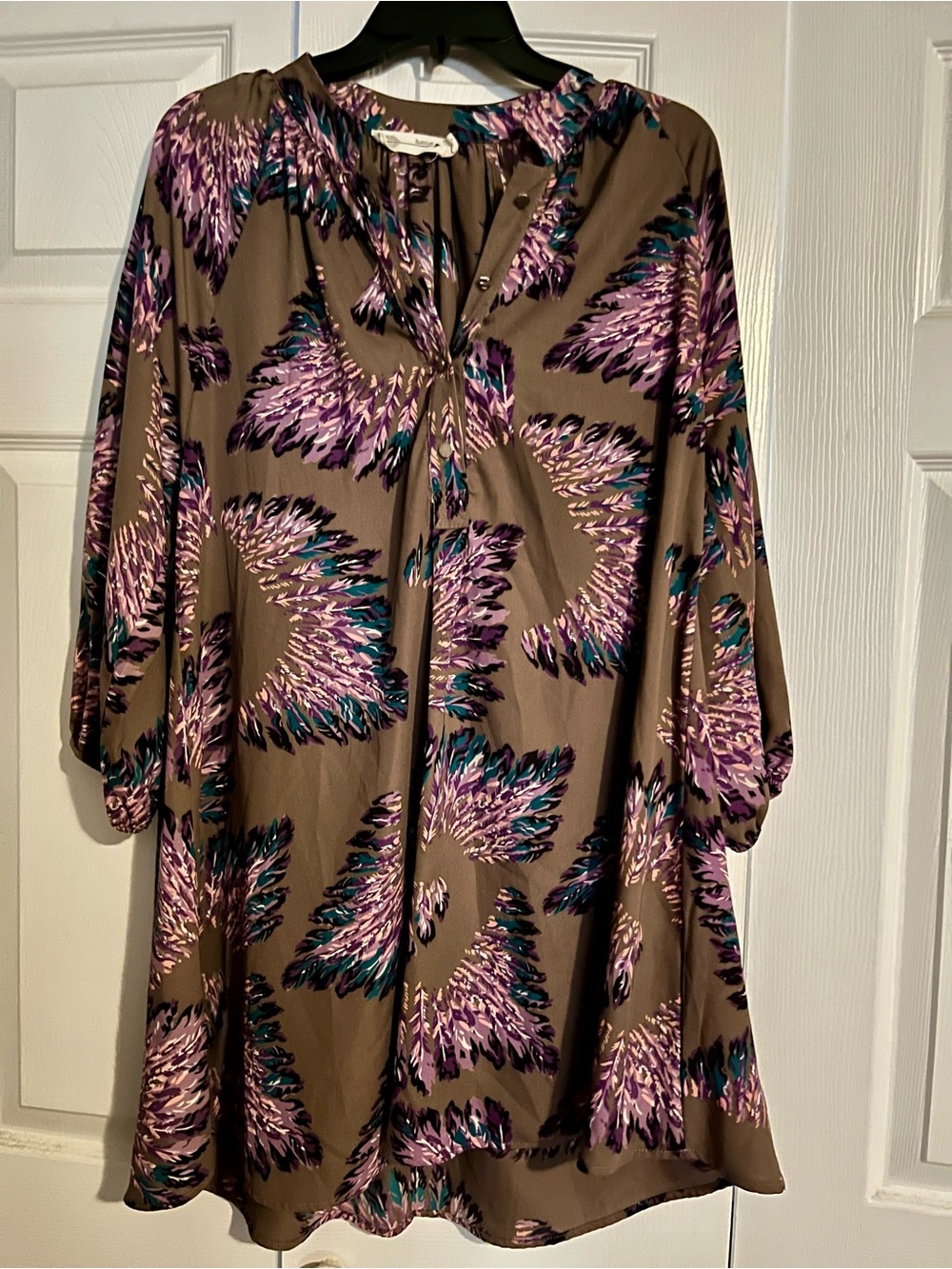 Buddy Love Brown Maxi Dress with Purple & Teal Floral Print